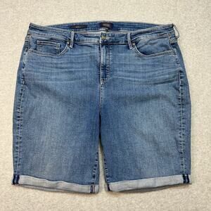 NYDJ Shorts Womens Size 22W Blue Denim Briella Heyburn Wash High Waist Cuffed